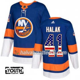 Lasten NHL New York Islanders Pelipaita Jaroslav Halak 41 Adidas 2017-2018 Blue USA Flag Fashion Authentic
